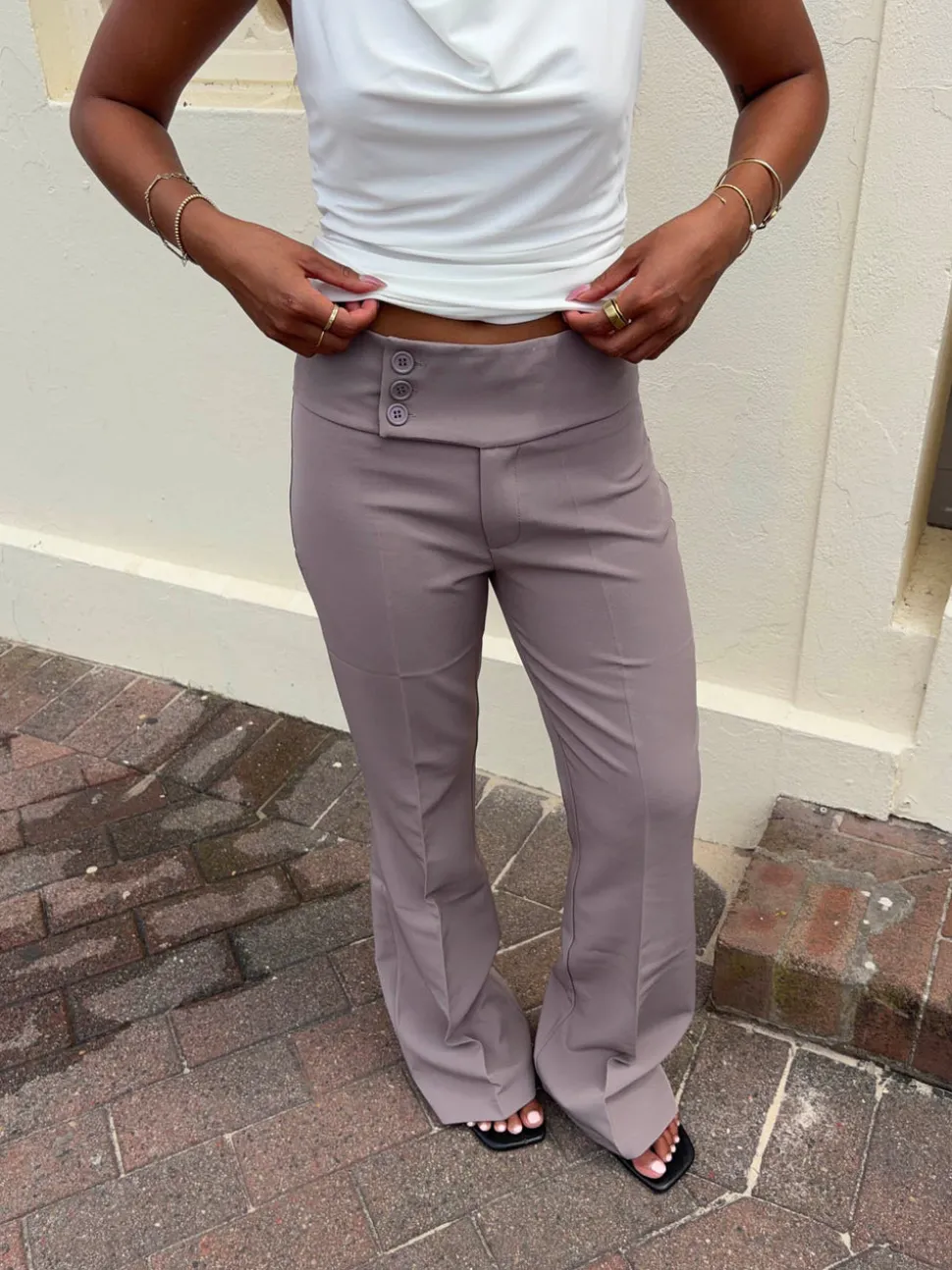Adelita low waisted suit bukser - Taupe