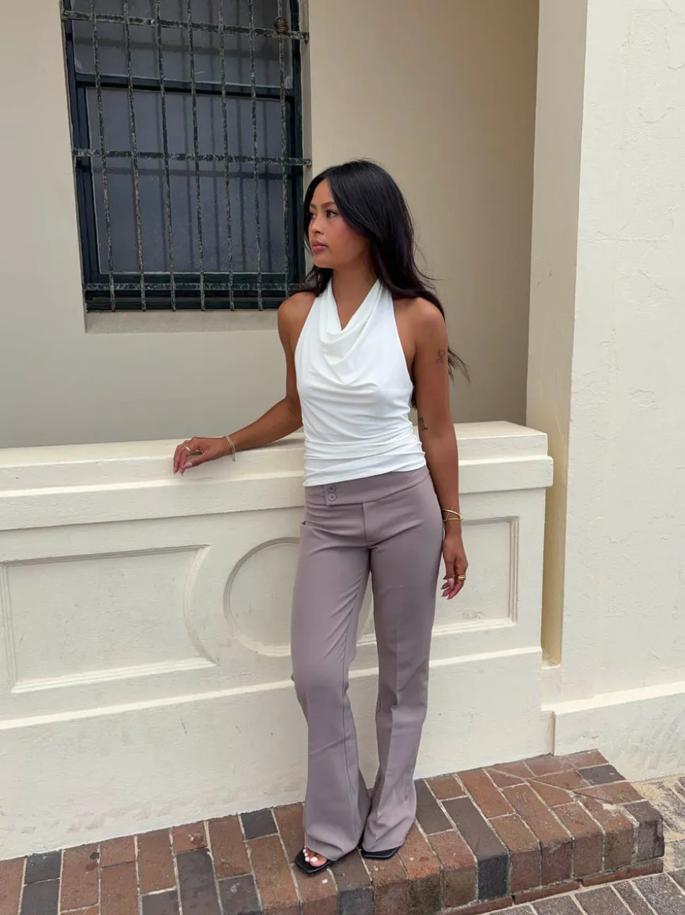 Adelita low waisted suit bukser - Taupe
