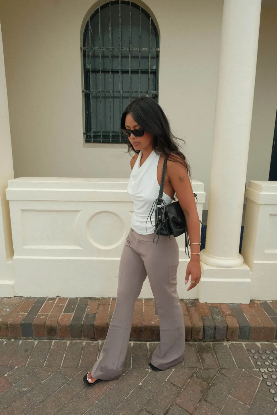 Adelita low waisted suit bukser - Taupe