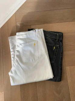 Alaia lavtaljede jeans med lyn detalje - Hvid denim