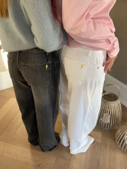 Alaia lavtaljede jeans med lyn detalje - Grå denim
