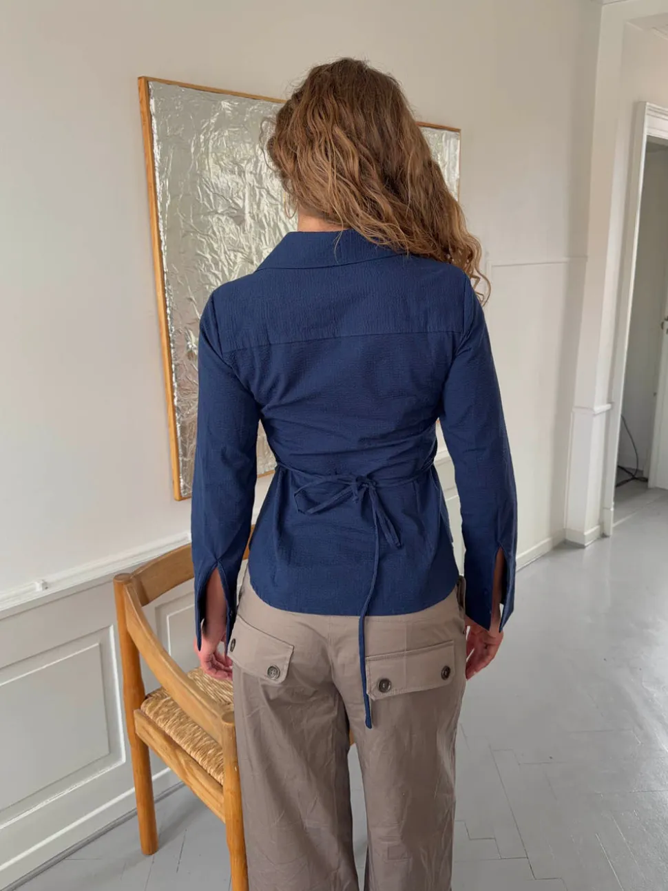 Alberte figursyet skjorte - Navy