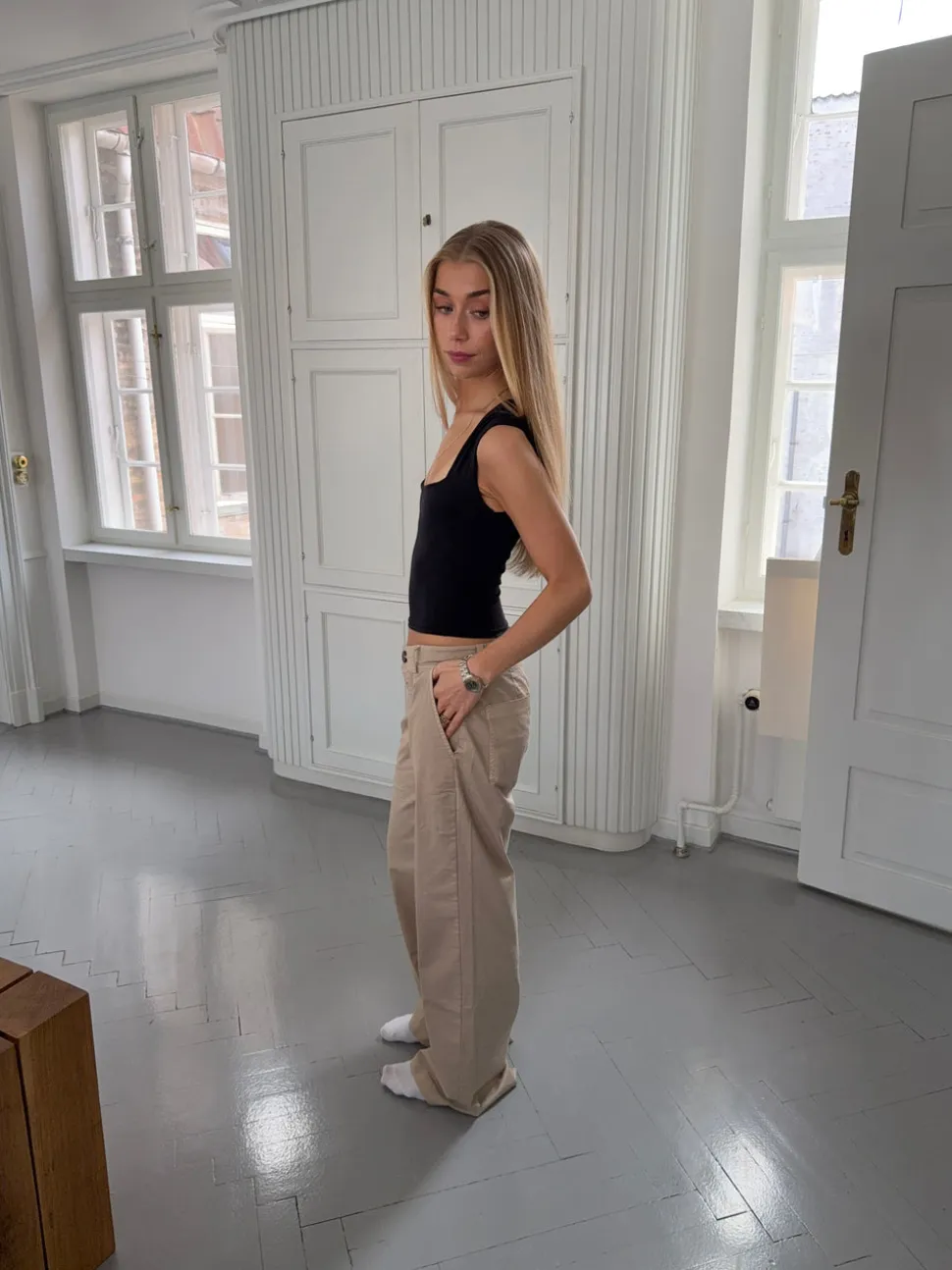 Ama lærredsbukser - Beige