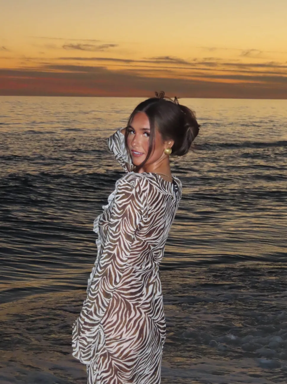 Amy kjole i zebraprint - Sort/hvid