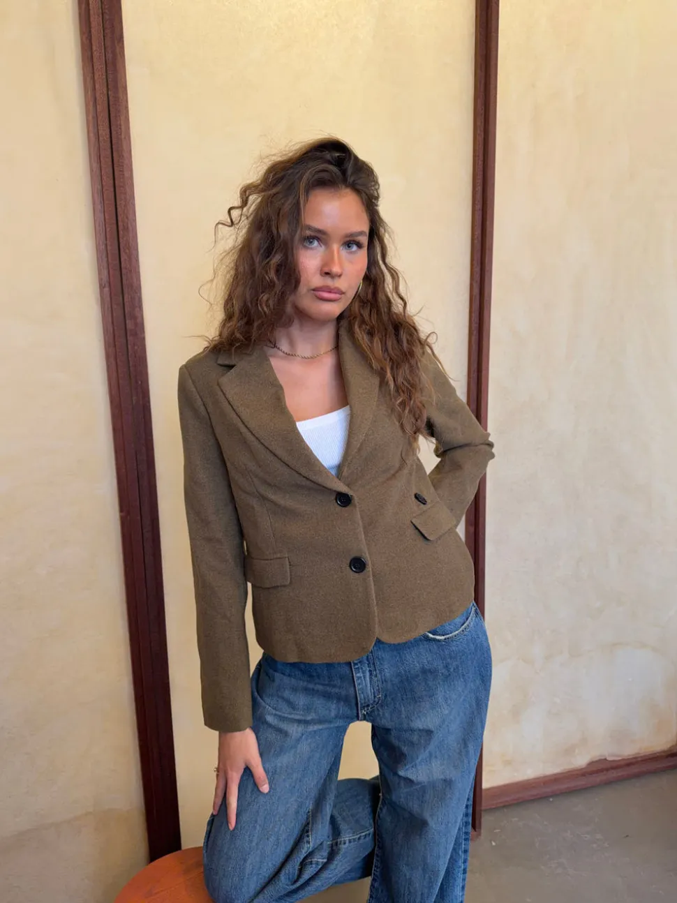 Anahita kort blazer - Kaki