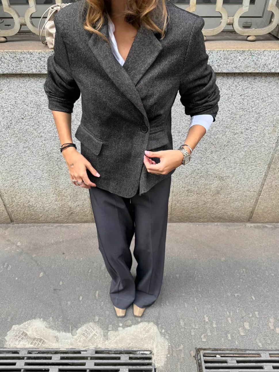 Anahita kort blazer - Mørkebrun/Sort