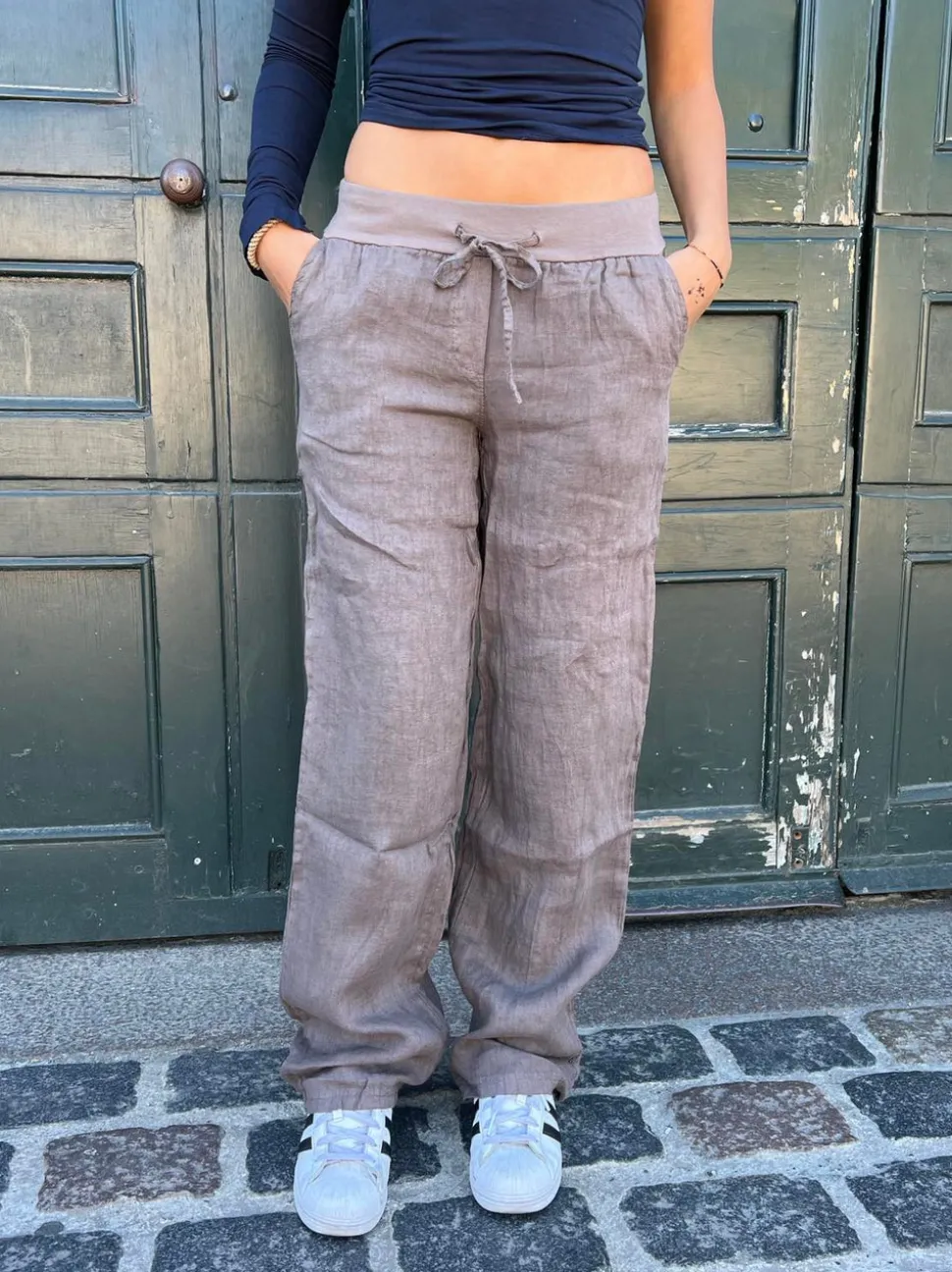 Angel hør bukser - brun