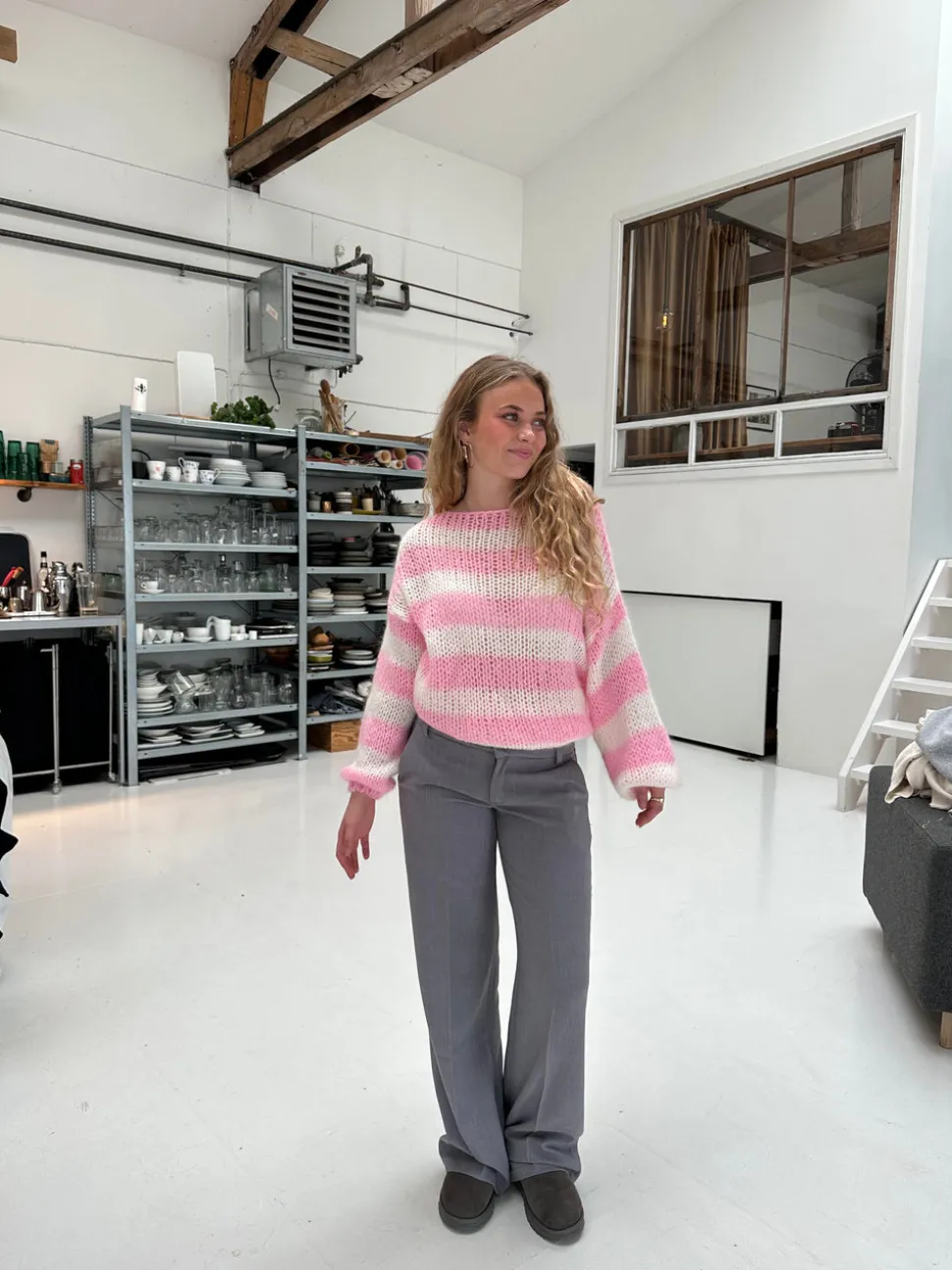 Anna Olympia striktrøje - Lyserød