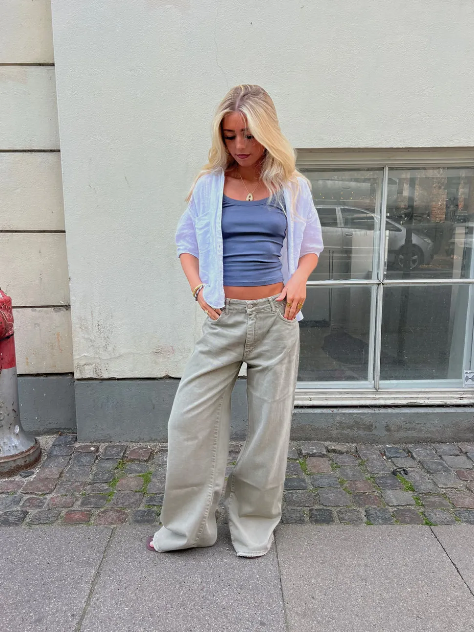 Audrey jeans - Sage grøn