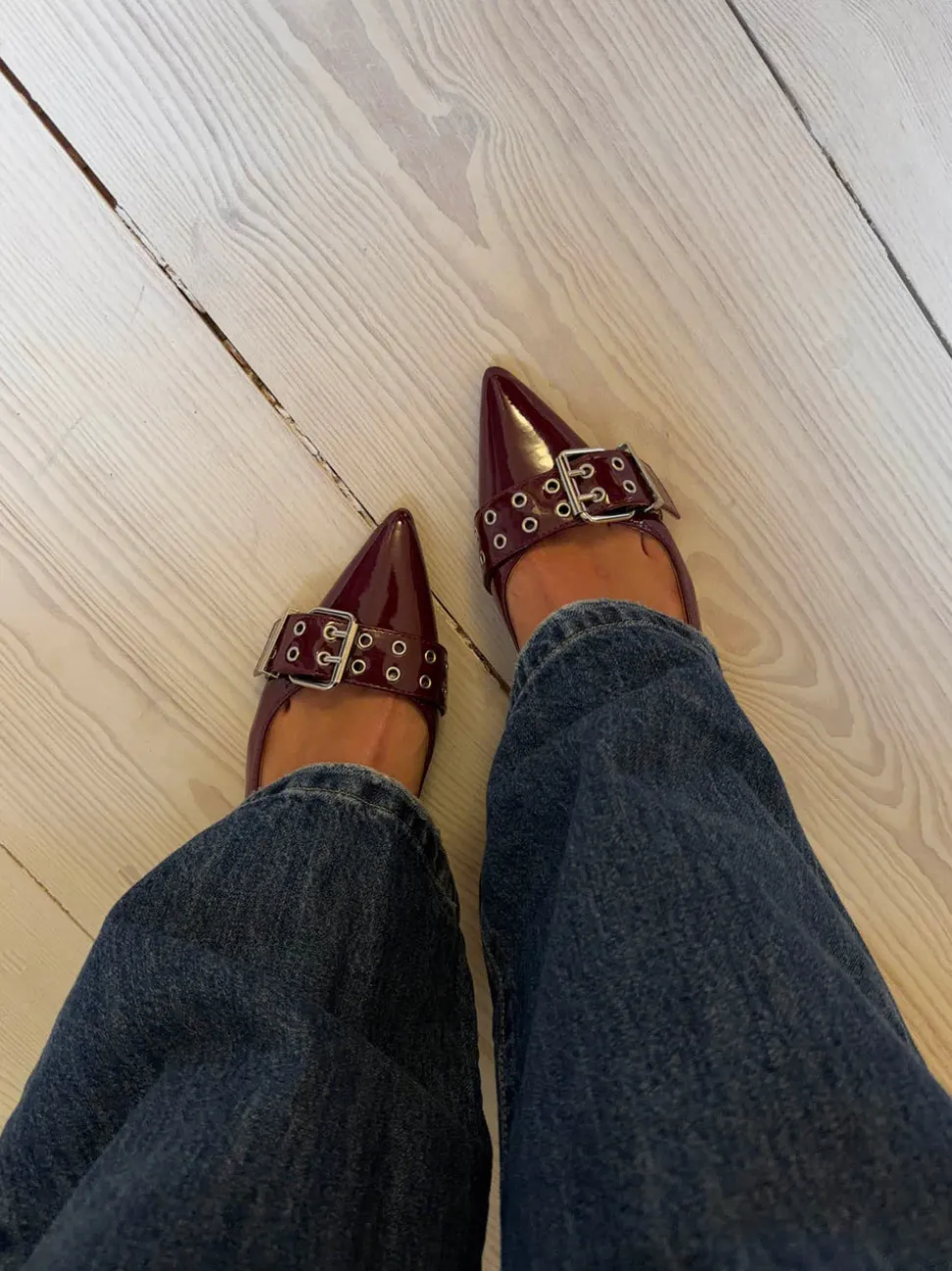 Bobla mules med spænde - Bordeaux