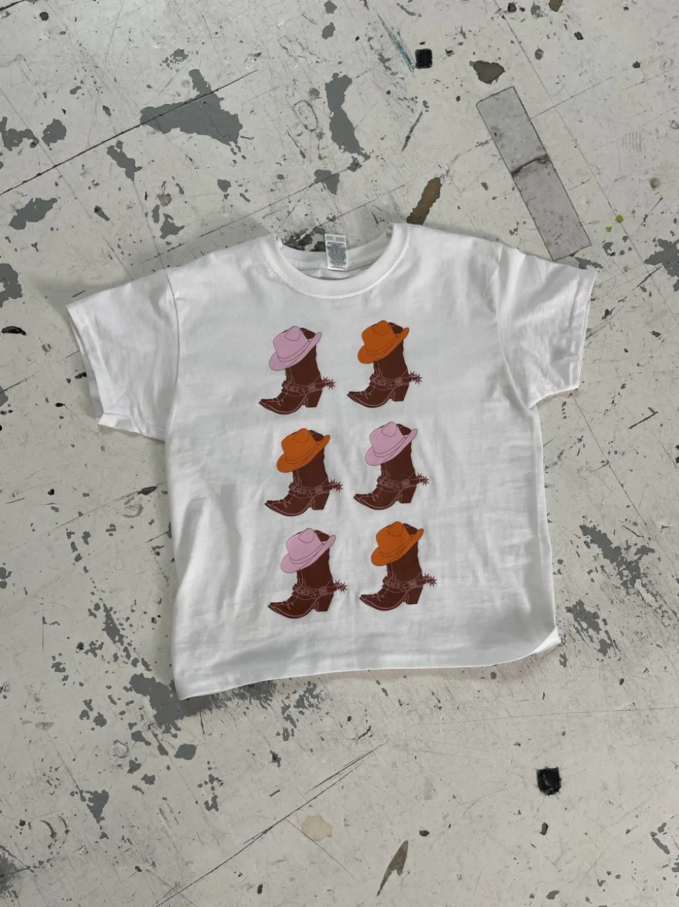 Cowboy boots baby tee - Hvid