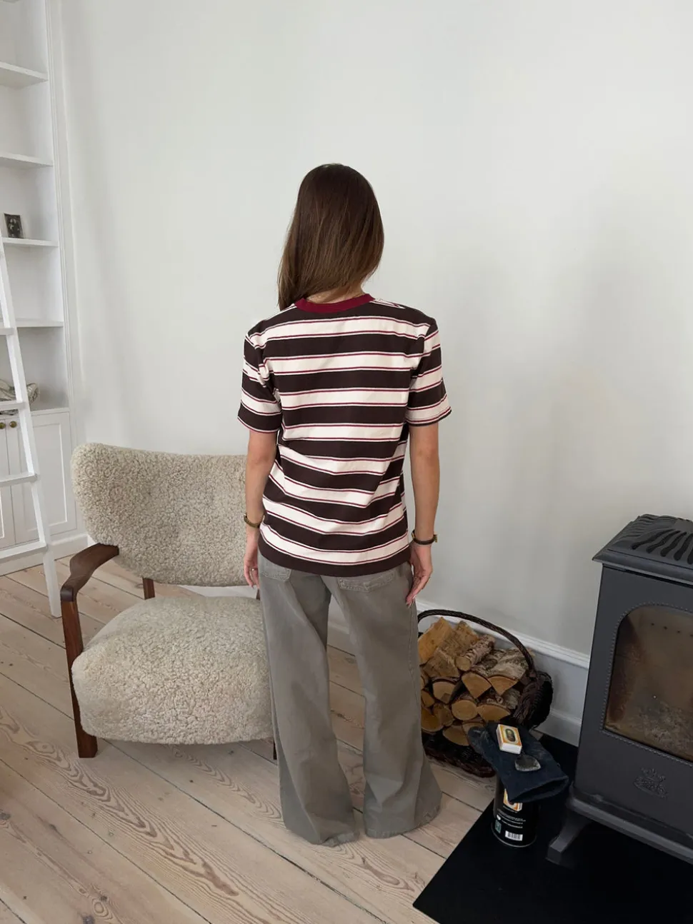 Estella stribet t-shirt - Brun/bordeaux