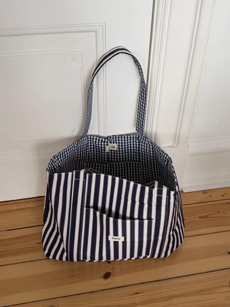 Honey net med striber - Navy/hvid