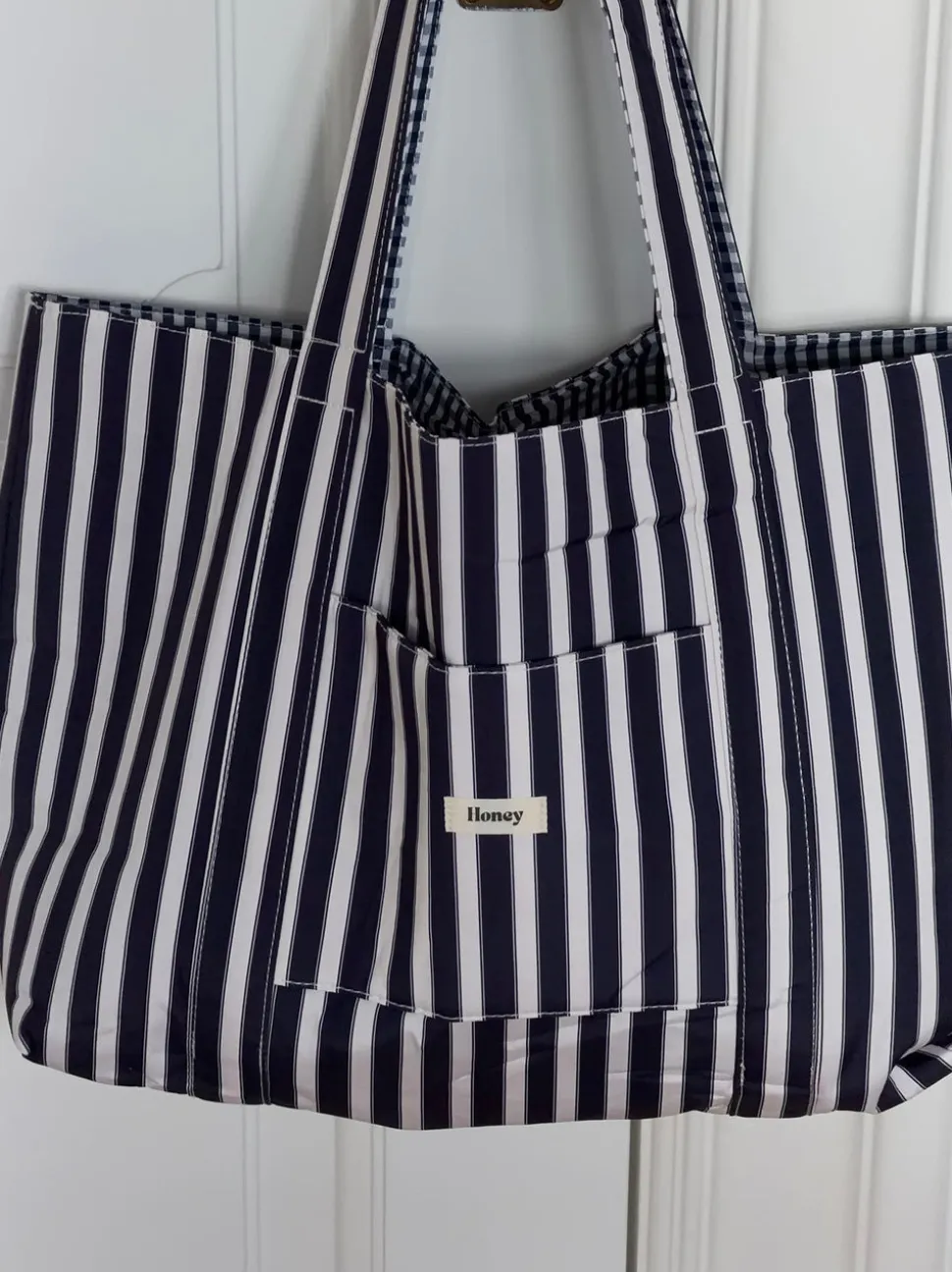 Honey net med striber - Navy/hvid