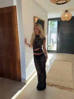 Marisol nederdel i blonde - Sort