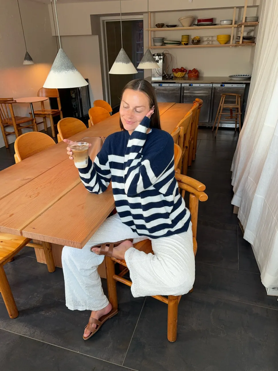 Mathilde Ravn stribet striktrøje - navy/hvid