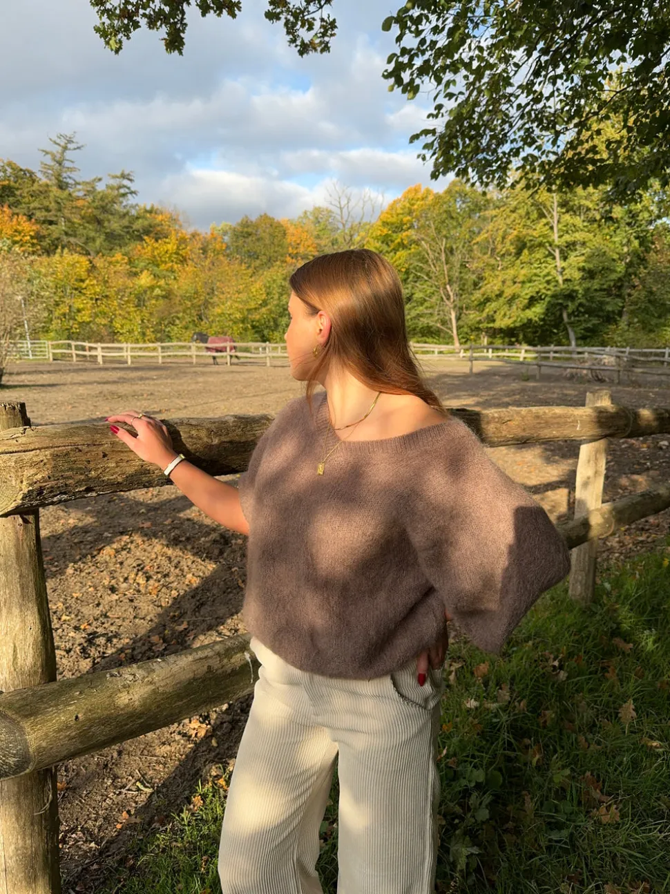 Rancy strikket mohair t-shirt - Brun