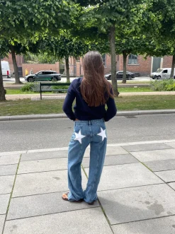 Star jeans med hvide stjerner - Lys denim