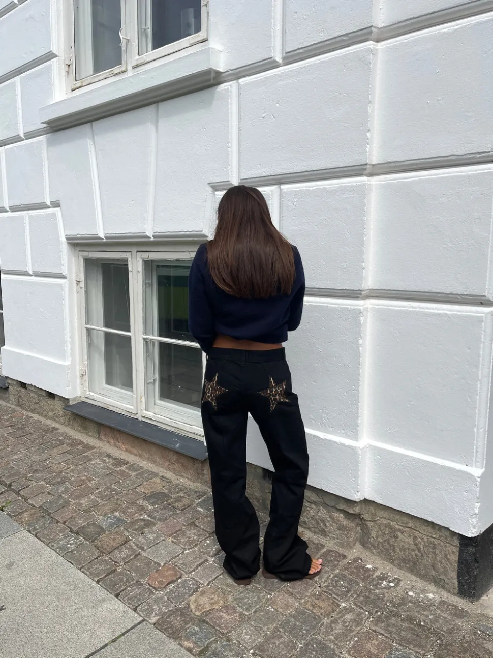 Star jeans med leopard stjerner - Sort