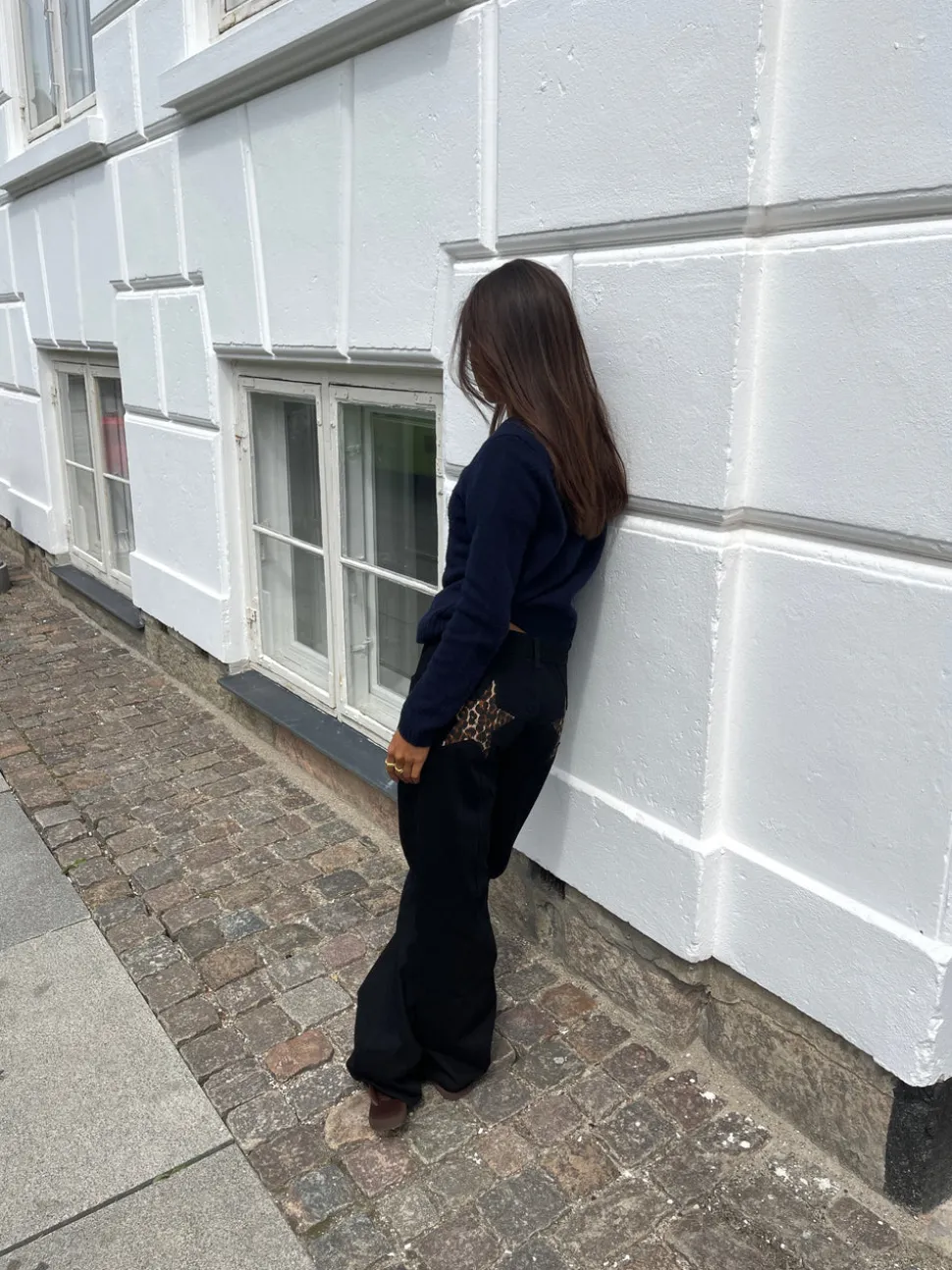 Star jeans med leopard stjerner - Sort