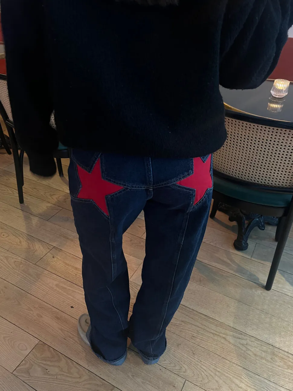 Star jeans med rød stjerne - Mørk denim