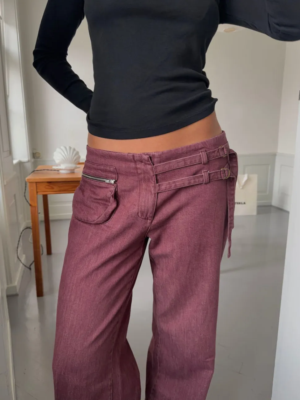 Sussa bukser med detaljer - Bordeaux