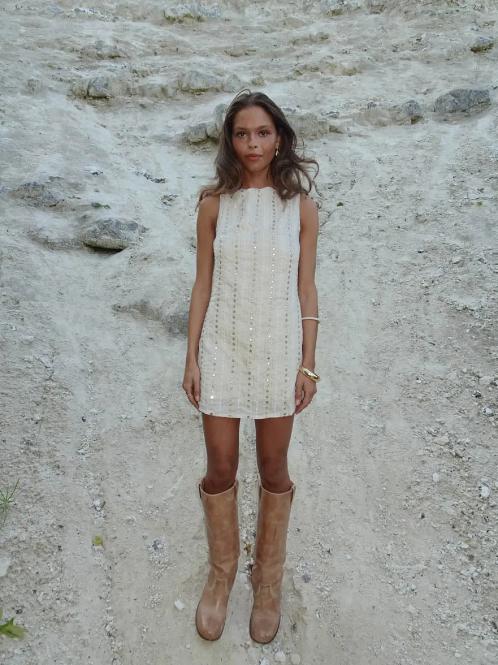 Tassy minikjole - Beige