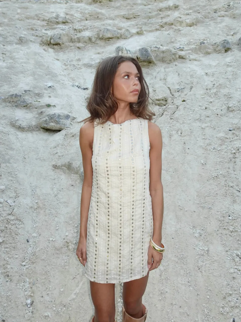 Tassy minikjole - Beige
