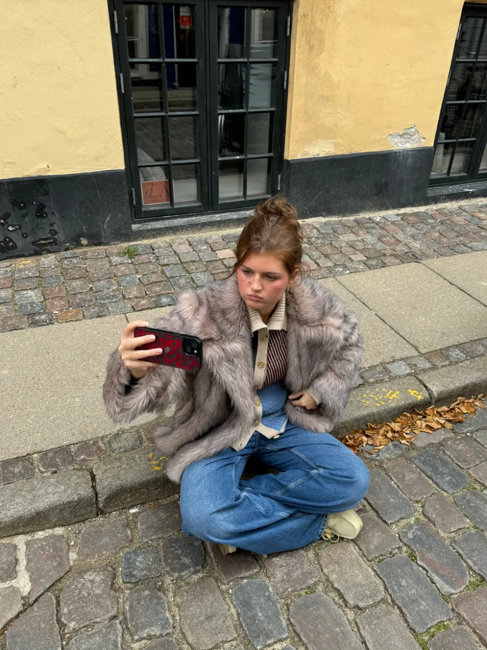 Tilla pelsjakke - Beige