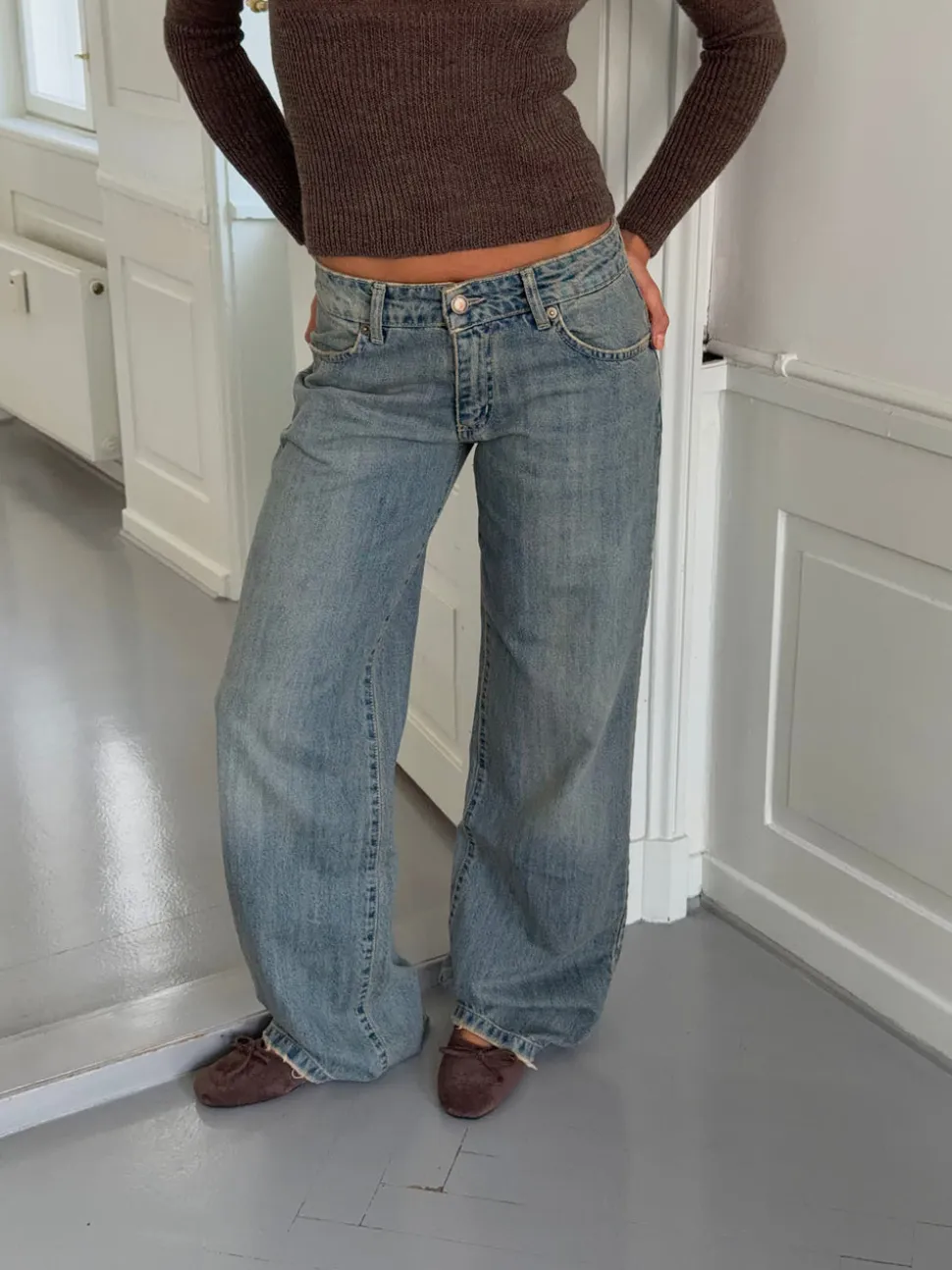 Tuva lavtaljede jeans - Lys denim