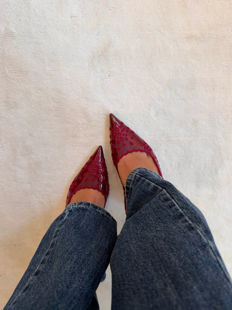 Ydun slingback hæle med detaljer - Rød