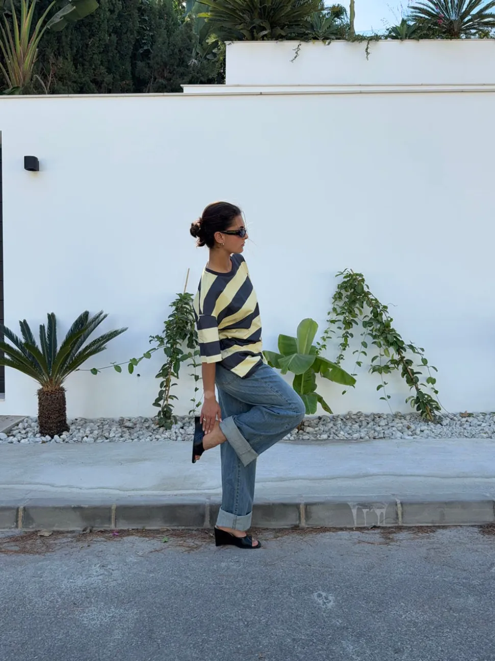 Zinnia oversized t-shirt - Gul/grå