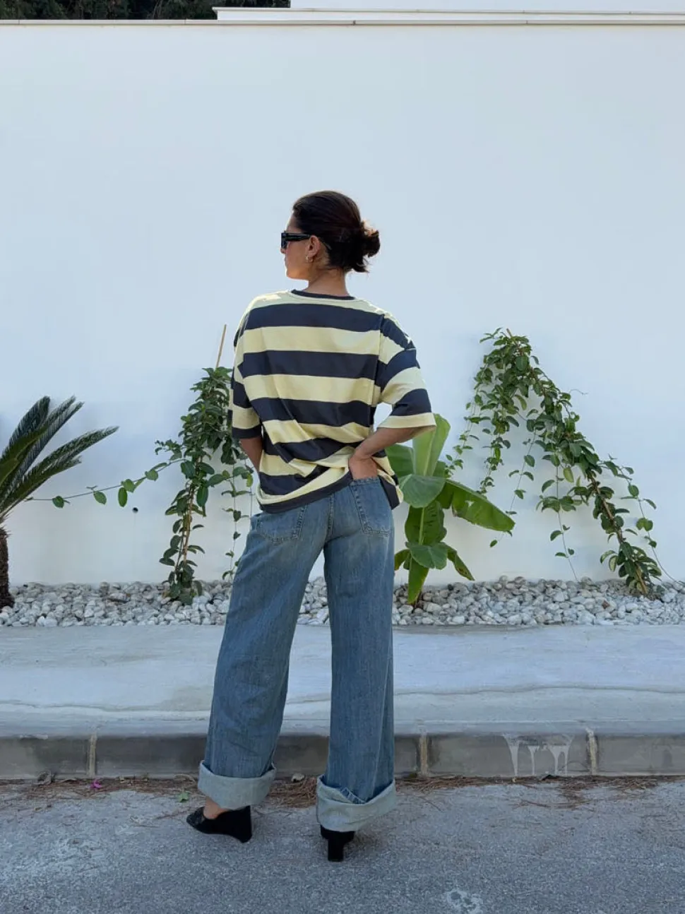 Zinnia oversized t-shirt - Gul/grå